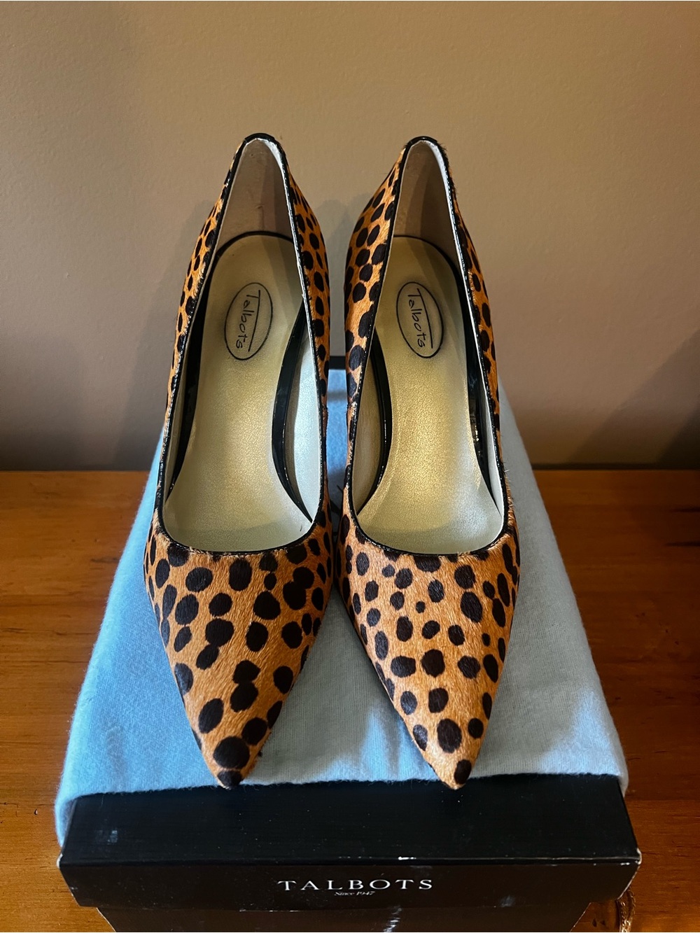 Talbots Leopard-Print Pointed Pumps in Brown and Black